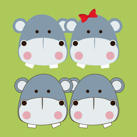 hippos design over green background vector illustration  のイラスト素材