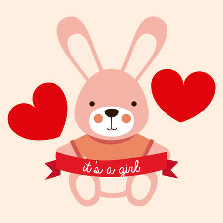 girl design over pink bakground vector illustration のイラスト素材
