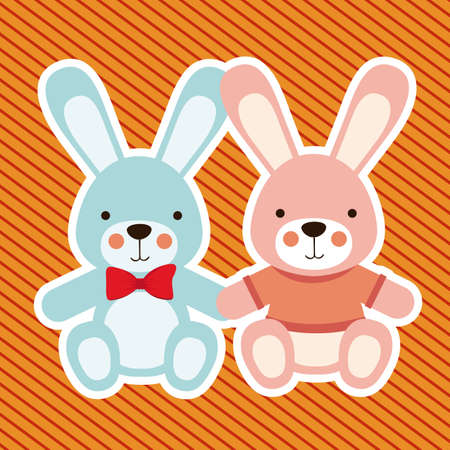 rabbits design over lineal background vector illustration のイラスト素材