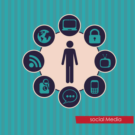 social media design over blue background vector illustration のイラスト素材