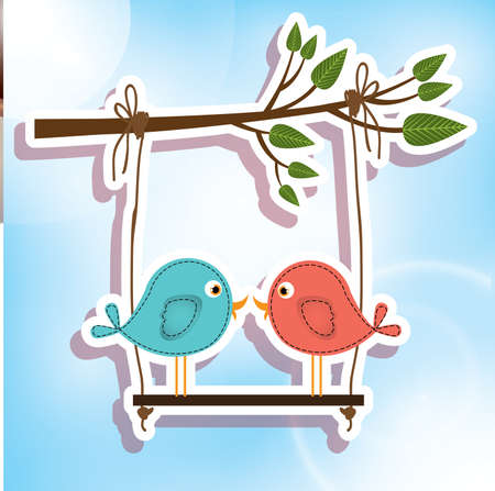 love birds over sky background vector illustrationのイラスト素材