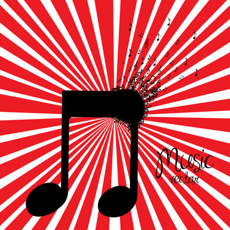 music note over grunge background vector illustrationのイラスト素材