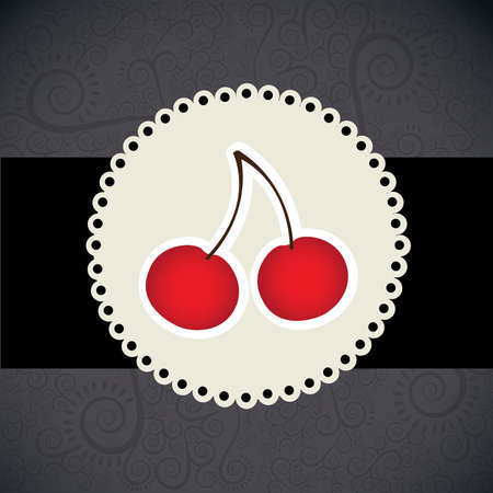 cherrys design over black background. vector illustration のイラスト素材
