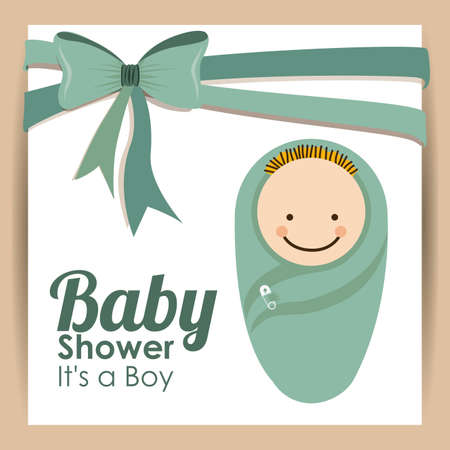 baby shower design over pink background vector illustrationのイラスト素材