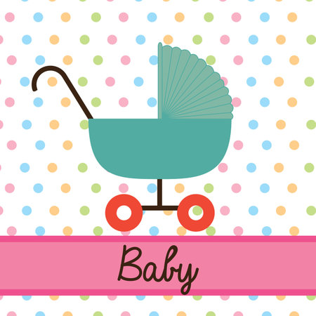 cart baby over dotted background vector illustration   のイラスト素材