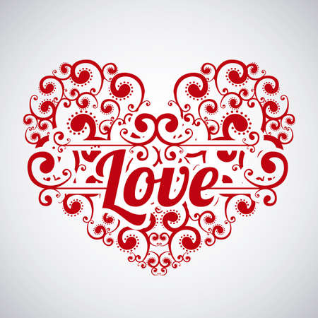 Love card with a big heart over gray background vector illustrationのイラスト素材