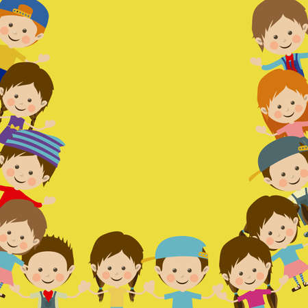 children design over yellow background vector illustrationのイラスト素材
