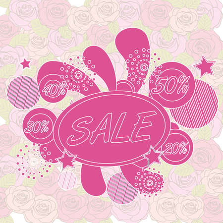 big sale tags over roses background. vector illustrationのイラスト素材