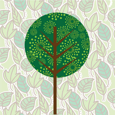 tree design over leafs pattern background vector illustration のイラスト素材