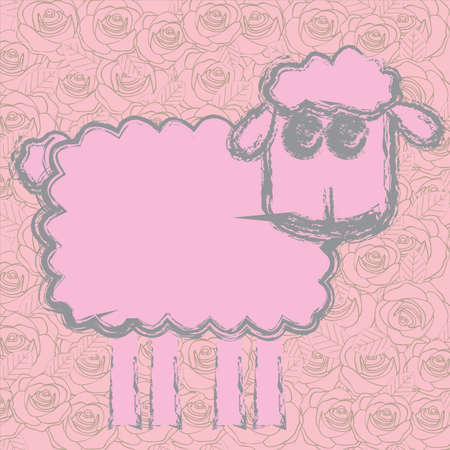 sheep design over pink background. vector illustration  のイラスト素材