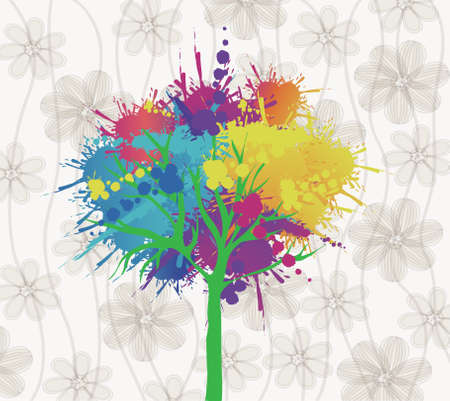 paint design over floral background vector illustration のイラスト素材
