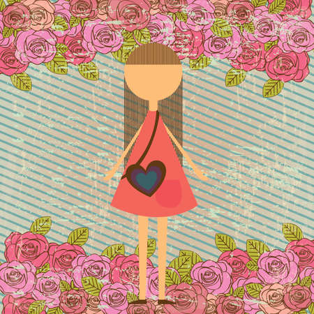 woman design over lineal  background vector illustration のイラスト素材