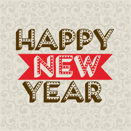happy new year 2014 over pattern background  vector illustration のイラスト素材