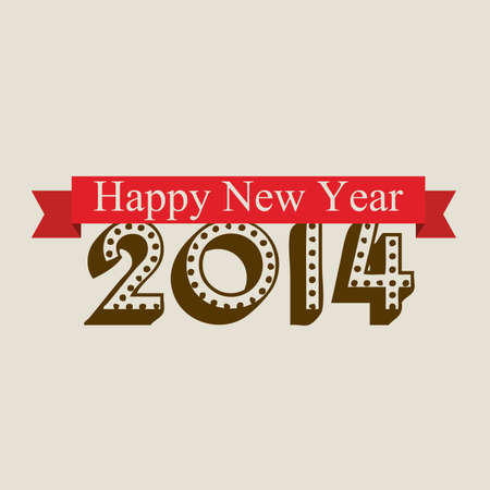 happy new year 2014 over beige background  vector illustration のイラスト素材