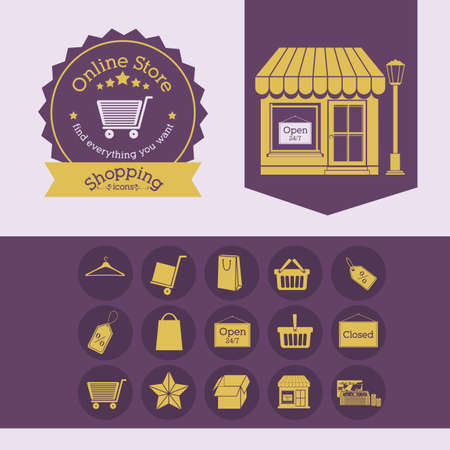 shopping design over beige background vector illustrationのイラスト素材