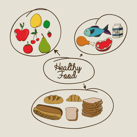 healthy food  design over beige background vector illustration のイラスト素材