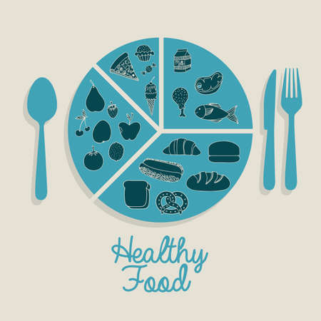 healthy food  design over beige background vector illustration のイラスト素材