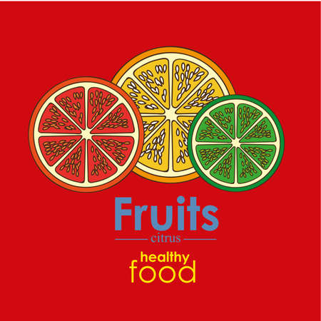 citrus fruit over red background vector illustration のイラスト素材