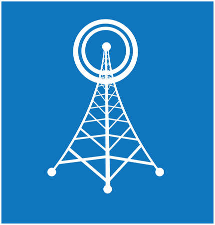 tower with radio isolated over blue background. vector illustrationのイラスト素材