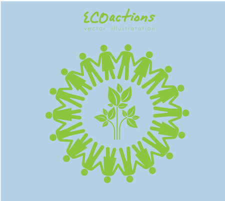 eco actions design over blue background vector illustration  のイラスト素材