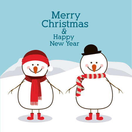 merry christmas  design over landscape  background vector illustrationのイラスト素材