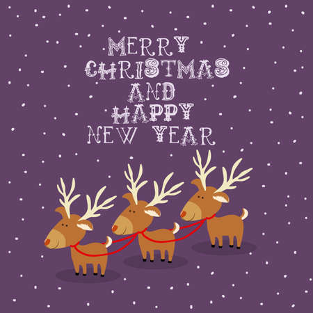 merry christmas  design over purple  background vector illustrationのイラスト素材