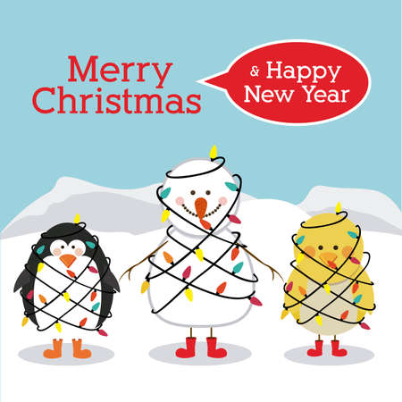 merry christmas  design over landscape  background vector illustrationのイラスト素材