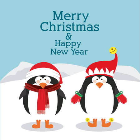 merry christmas  design over landscape  background vector illustrationのイラスト素材