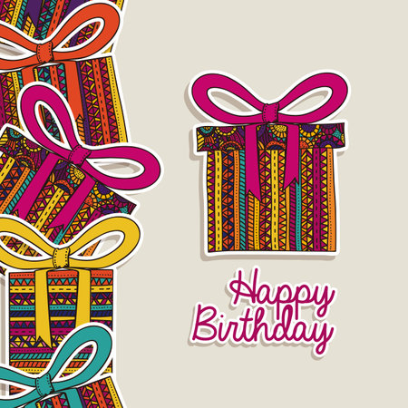 happy birthday over beige  background vector illustration  のイラスト素材