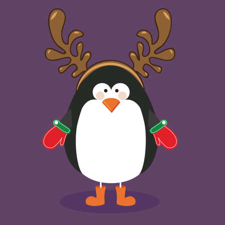 penguin design over purple  background vector illustrationのイラスト素材