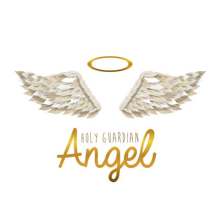 holy guardian angel over white background vector illustrationのイラスト素材
