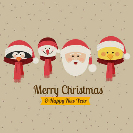 merry christmas  design over beige   background vector illustrationのイラスト素材