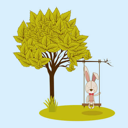 bunny design over blue  background vector illustration のイラスト素材