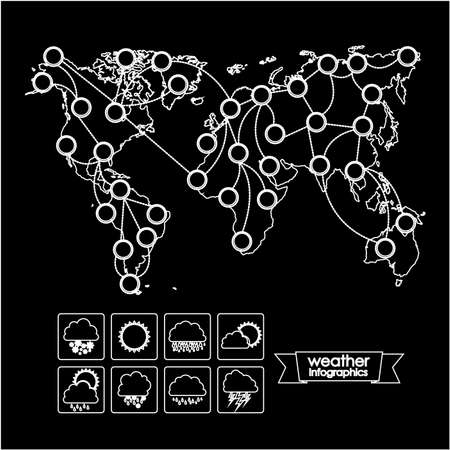 weather infographics over black background vector illustrationのイラスト素材