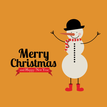 christmas and happy new year  over orange   background vector illustrationのイラスト素材