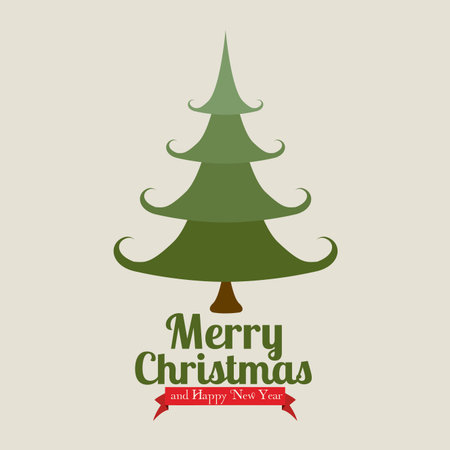 christmas and happy new year  over gray  background vector illustrationのイラスト素材