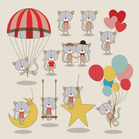 kitties design over beige  background vector illustration のイラスト素材