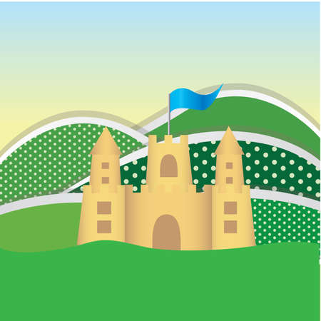sandclastle design over landscape background vector illustrationのイラスト素材
