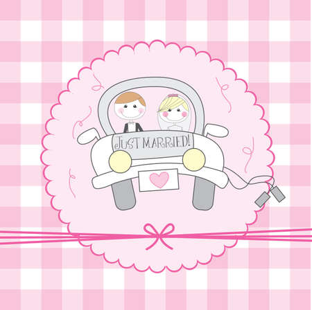just married over pink background vector illustrationのイラスト素材