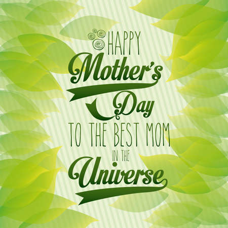 happy mothers day over leafs background vector illustrationのイラスト素材