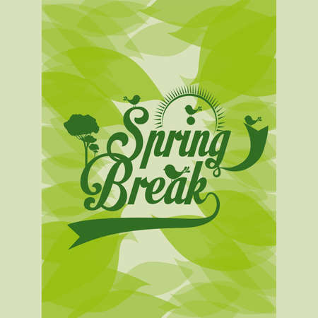 spring design over leafs background vector illustrationのイラスト素材