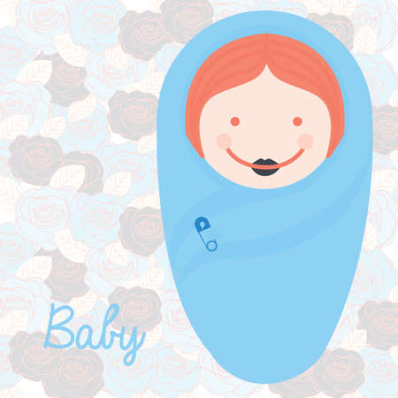 baby shower design over roses background vector illustrationのイラスト素材