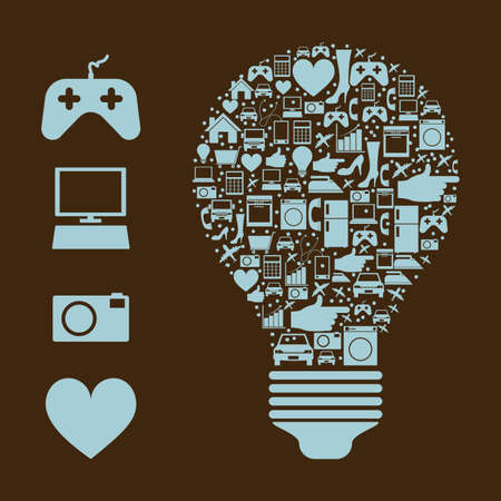 shopping  icons over brown  background. vector illustrationのイラスト素材