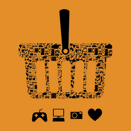 shopping  icons over orange background. vector illustrationのイラスト素材