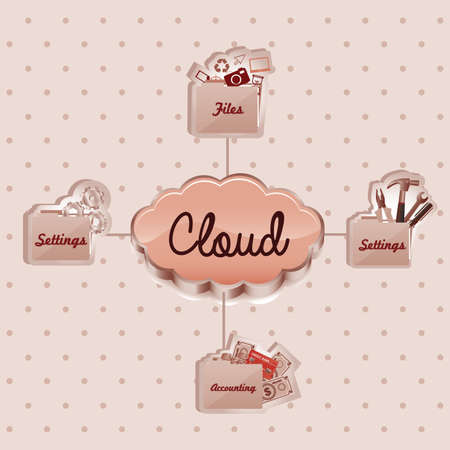 cloud computing over pink background vector illustrationのイラスト素材