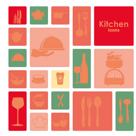 kitchen icons over white background vector illustrationのイラスト素材