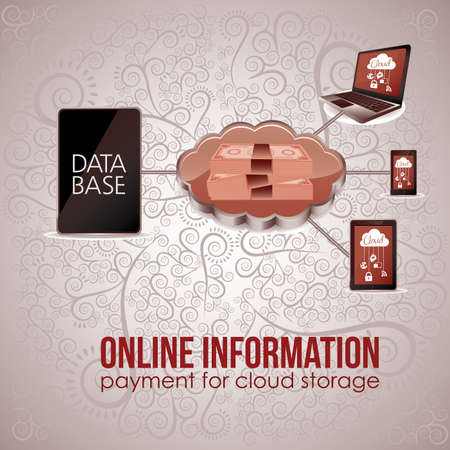 cloud computing over pattern background vector illustrationのイラスト素材