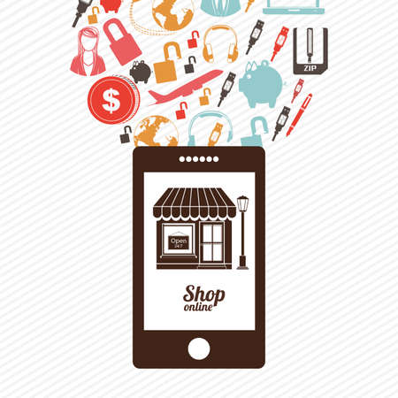 shop on line  over white  background. vector illustrationのイラスト素材