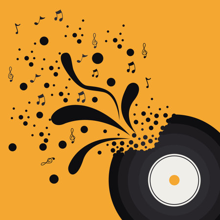 musical design over orange background vector illustrationのイラスト素材
