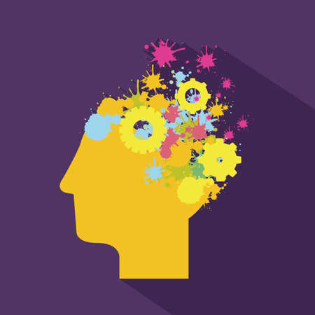 think design over purple background vector illustrationのイラスト素材